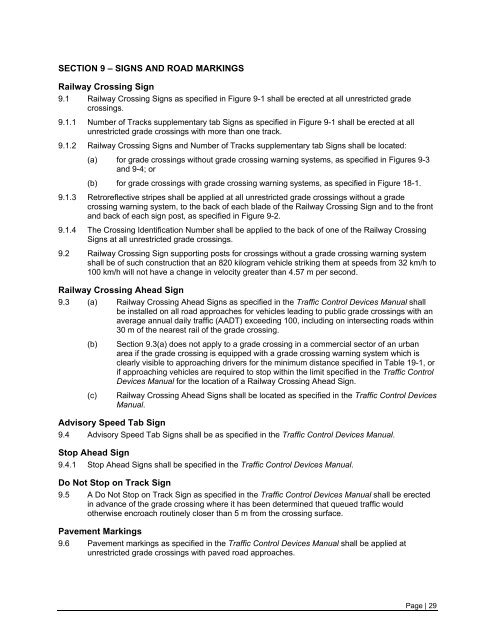 Draft Canadian Railway-Roadway Grade Crossings Standards ...