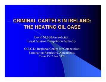 criminal cartels in ireland - The Competition Authority