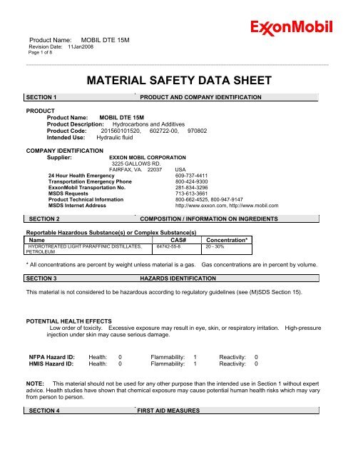 material safety data sheet - Derrick Equipment Company