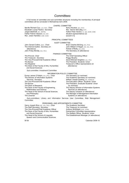 Committees - Trinity College Dublin