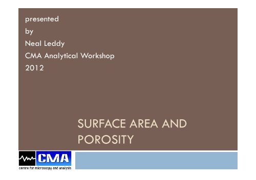 SURFACE AREA AND POROSITY