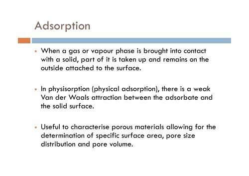 SURFACE AREA AND POROSITY