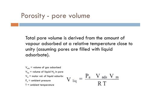 SURFACE AREA AND POROSITY