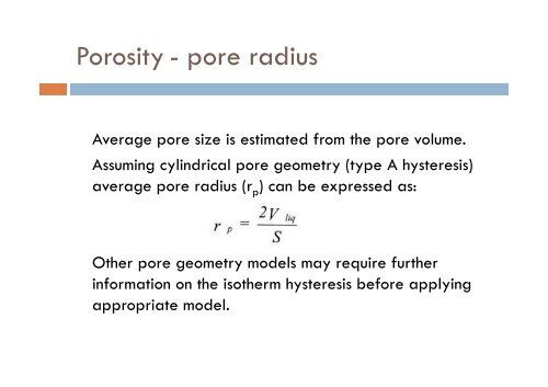 SURFACE AREA AND POROSITY