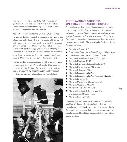 POSTGRADUATE PROSPECTUS - Trinity College Dublin