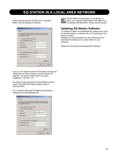 EQ Station Manual v. 2.01 sw. 220 English - TC Electronic