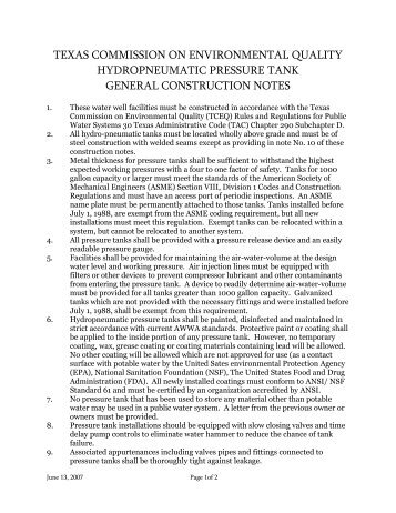 Hydropneumatic Pressure Tank - TCEQ e-Services