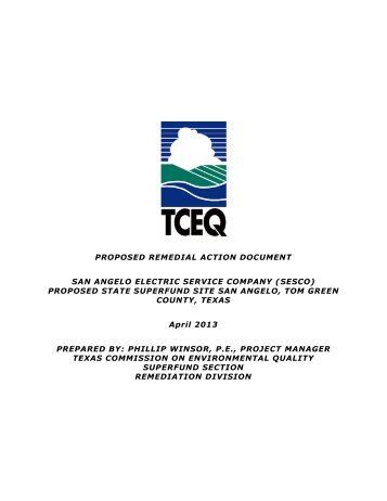 Proposed Remedial Action Document - TCEQ e-Services - Texas.gov