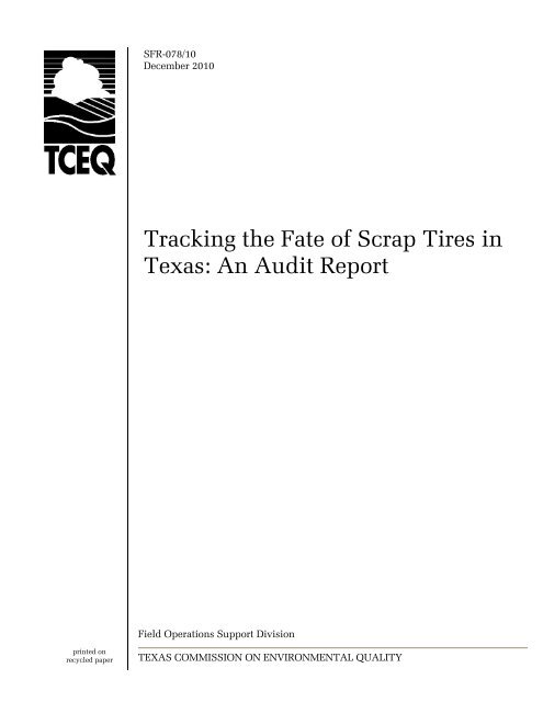 Tracking the Fate of Scrap Tires in Texas: An ... - TCEQ e-Services