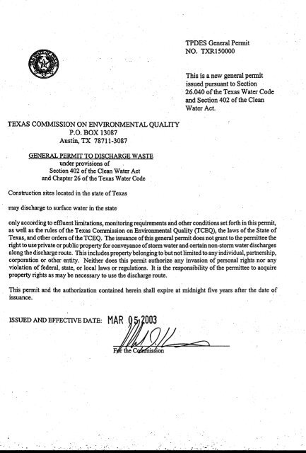 (TPDES) Construction General Permit. - TCEQ e-Services