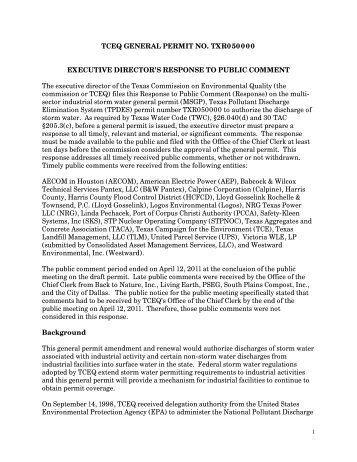 Response to Comments - TCEQ e-Services - Texas.gov