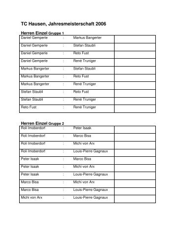 TC Hausen, Jahresmeisterschaft 2006