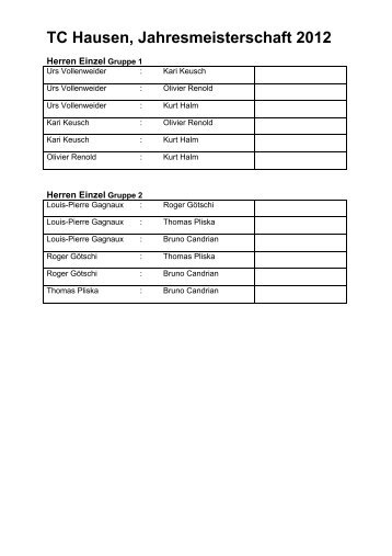 TCH Jahresmeisterschaften 2012 Spielplan - TC Hausen