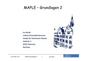 Maple Grundlagen 2 2013 - Institut fÃ¼r Technische Chemie - Leibniz ...