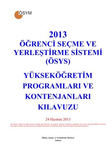 (Ã¶sys) yÃ¼ksekÃ¶Äretim programlarÄ± ve kontenjanlarÄ± kÄ±lavuzu