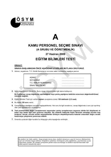 a eÄitim bilimleri testi - Ãsym