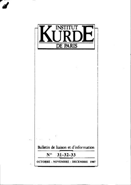 Bulletin deJiaison et.dÃ nformation - Institut kurde de Paris