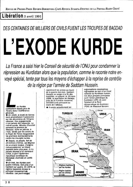 Exode (des Kurdes d'Irak) - Institut kurde de Paris