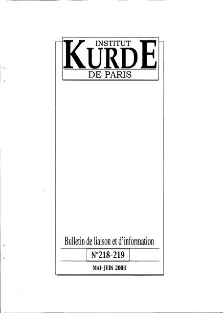 Bulletin de liaison et d'information - Institut kurde de Paris