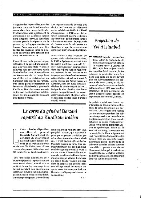 Bulletin de liaison et d'information - Institut kurde de Paris