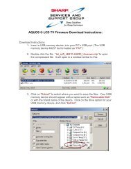 AQUOS Â® LCD TV Firmware Download Instructions: - Sharp