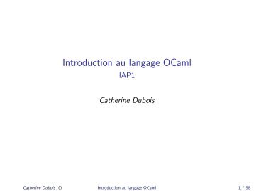 Introduction au langage OCaml - IAP1 - Ensiie