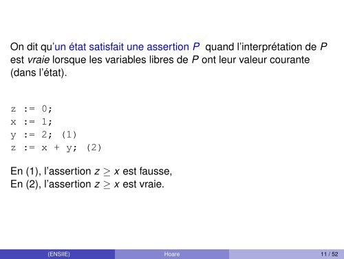 Sémantique Axiomatique ou Logique de Hoare - Ensiie