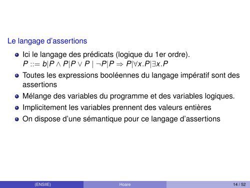 Sémantique Axiomatique ou Logique de Hoare - Ensiie