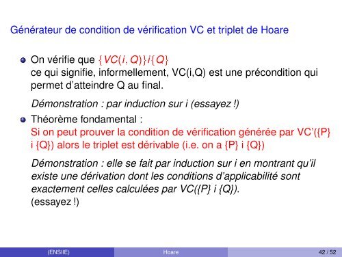 Sémantique Axiomatique ou Logique de Hoare - Ensiie