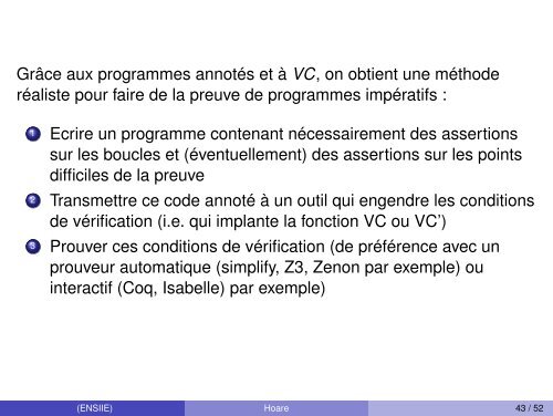 Sémantique Axiomatique ou Logique de Hoare - Ensiie