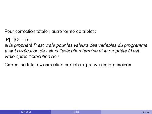 Sémantique Axiomatique ou Logique de Hoare - Ensiie