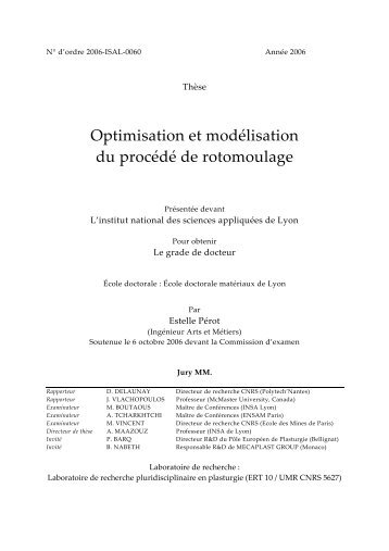 Optimisation et modélisation du procédé de rotomoulage