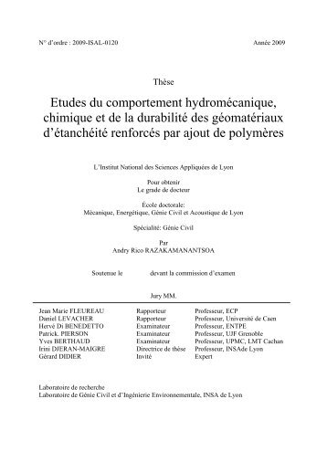 Etude du comportement hydromécanique et de la durabilité des ...