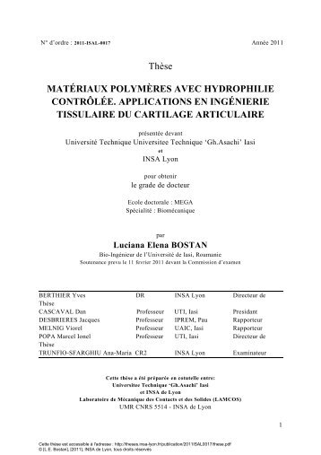 Matériaux polymères avec hydrophilie contrôlée. Applications en ...