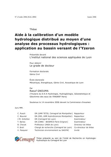 Aide à la calibration d'un modèle hydrologique distribué au moyen d ...