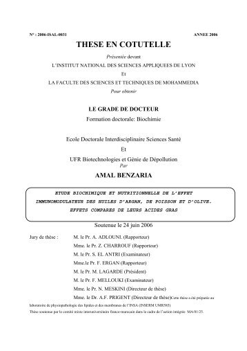 Etude biochimique et nutritionnelle de l'effet immunomodulateur des ...