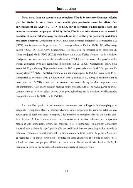 Métabolisme et fonctions des acides gras oméga-3 à longue chaîne ...