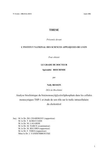 Analyse biochimique du bis(monoacylglycérol)phosphate dans les ...