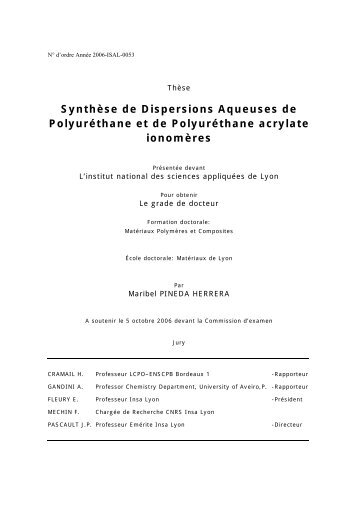 Synthèse de Dispersions Aqueuses de Polyuréthane acrylate ...