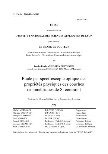 Etude par spectroscopie optique des propriétés physiques des ...