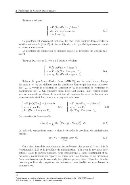 Analyse numérique d'une méthode énergétique pour la résolution ...