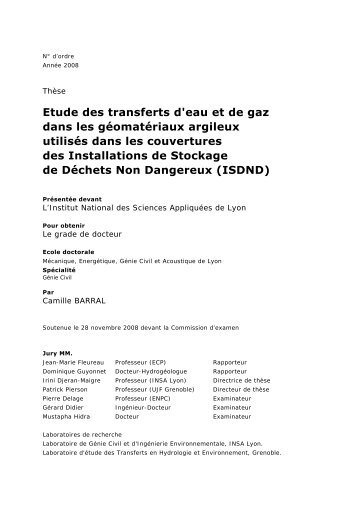 Etude des transferts d'eau et de gaz dans les géomatériaux argileux ...