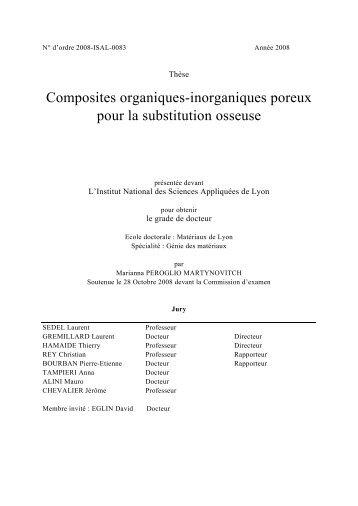 Composites organiques-inorganiques poreux pour la substitution ...