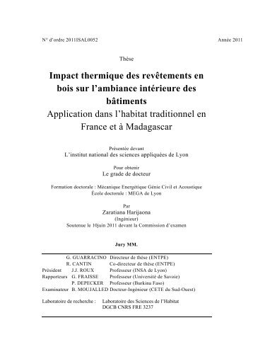 Impact thermique des revêtements en bois sur l'ambiance intérieure ...