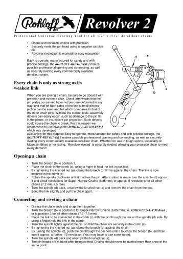 Every chain is only as strong as its weakest link Opening a ... - Rohloff