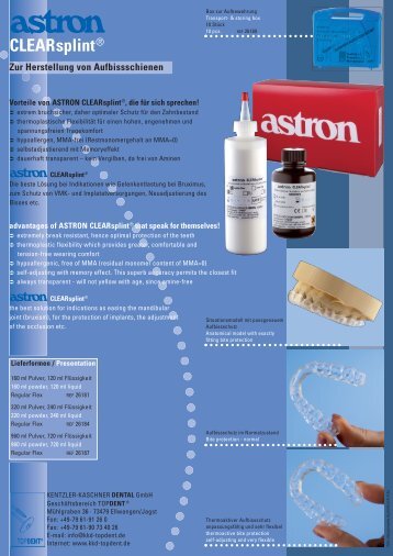 Astron Kunststoff Clearsplint - KENTZLER-KASCHNER DENTAL ...