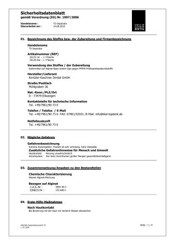 Sicherheitsdatenblatt - KENTZLER-KASCHNER DENTAL GmbH