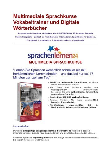 Multimediale Sprachkurse Vokabeltrainer und Digitale Wörterbücher