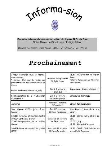 Informa-sion - Notre Dame de Sion FransÄ±z Lisesi