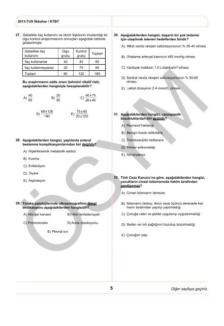 Klinik Tıp Bilimleri Testi - Ösym